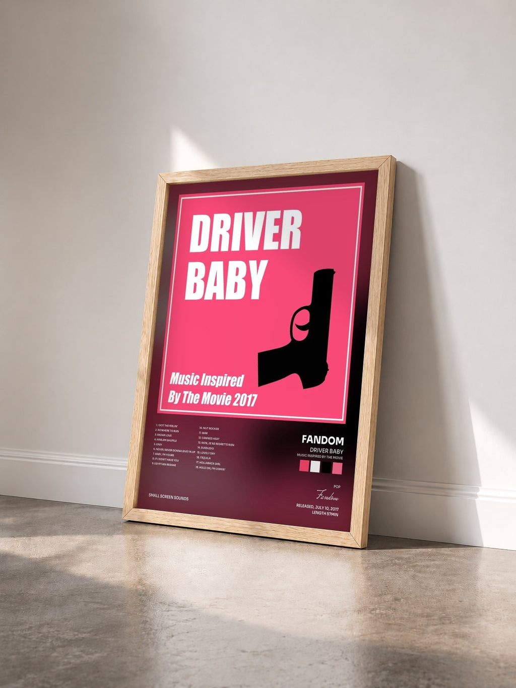 #bois Tableau de l'album Driver Baby (Music Inspired by the Movie) de Fandom vu de trois quarts, cadre en bois brut