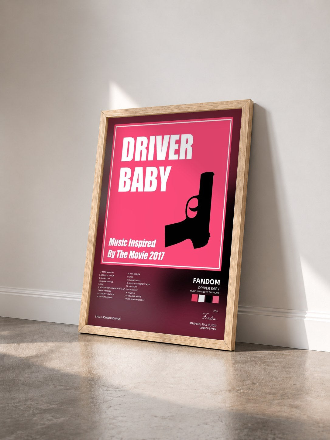 #bois Tableau de l'album Driver Baby (Music Inspired by the Movie) de Fandom vu de trois quarts, cadre en bois brut