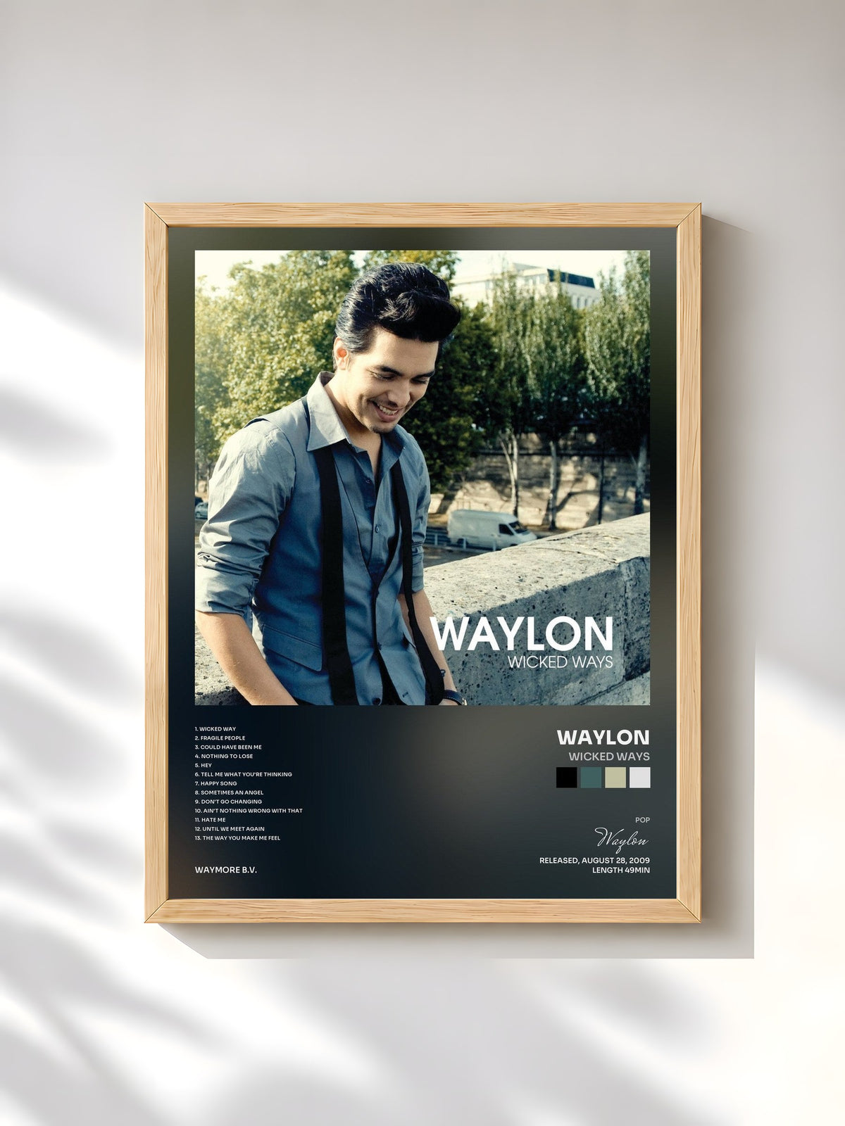#bois Tableau de l'album Wicked Ways de Waylon, cadre en bois brut, imprimé et encadré en France