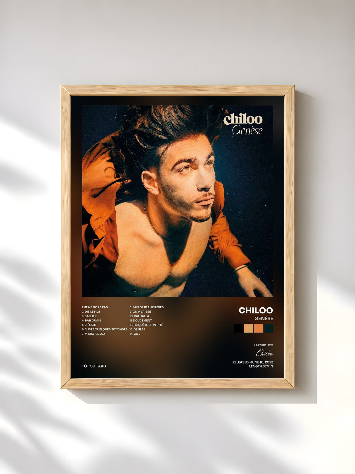 #bois Tableau de l'album Genèse de Chiloo, cadre en bois brut, imprimé et encadré en France