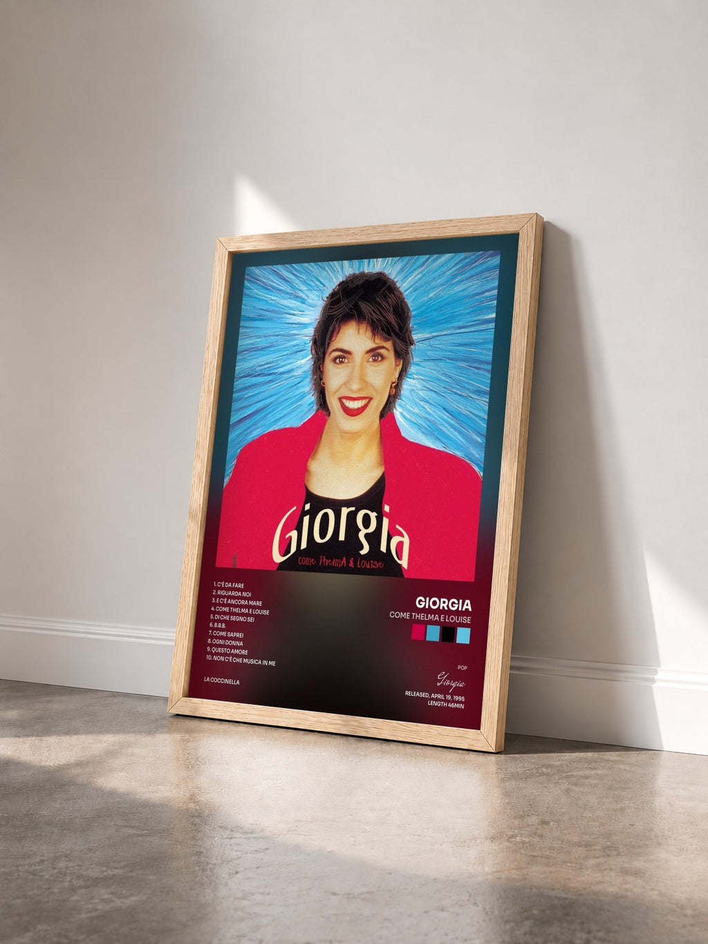 #bois Tableau de l'album Come Thelma E Louise de Giorgia vu de trois quarts, cadre en bois brut