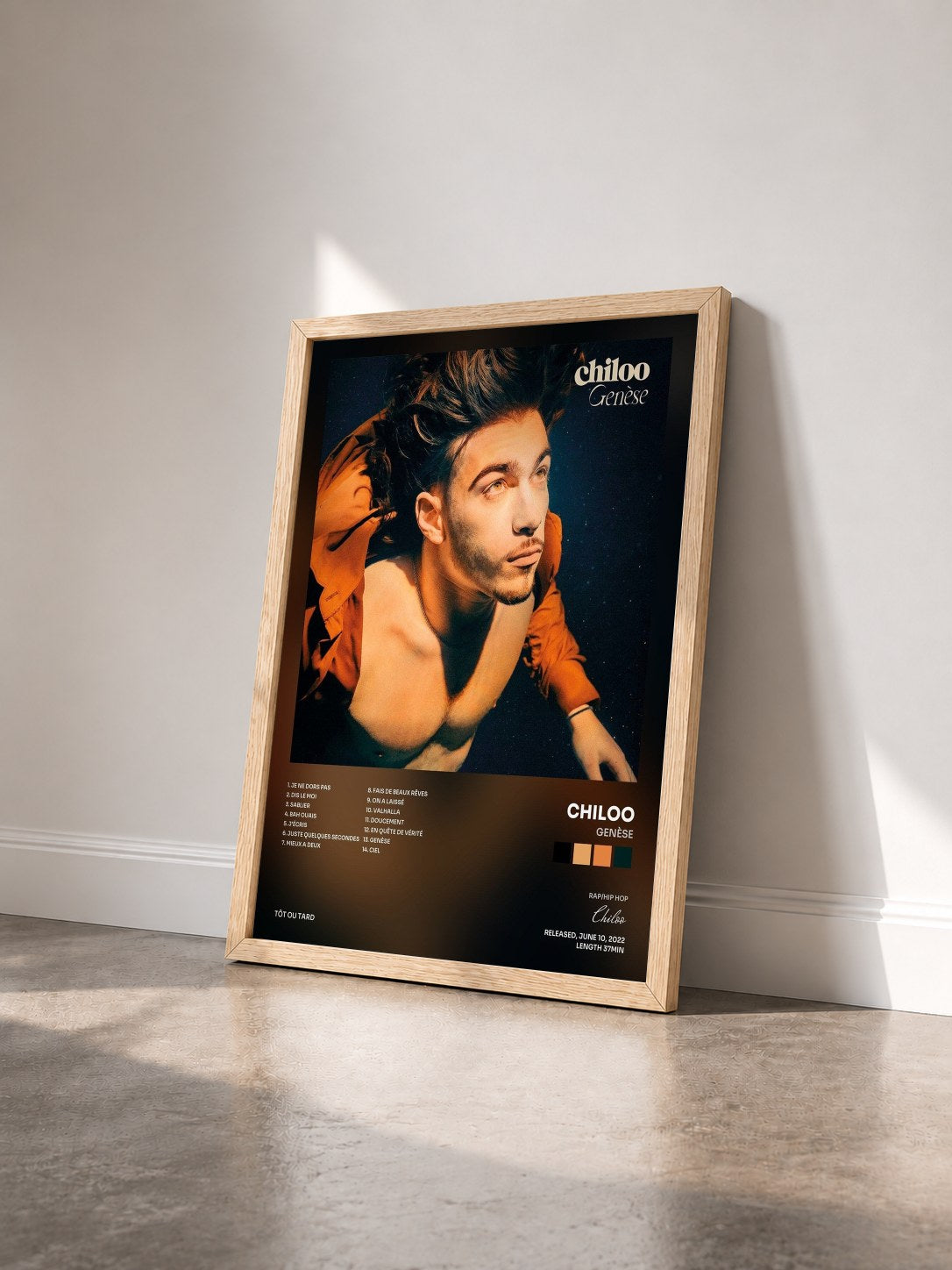 #bois Tableau de l'album Genèse de Chiloo vu de trois quarts, cadre en bois brut