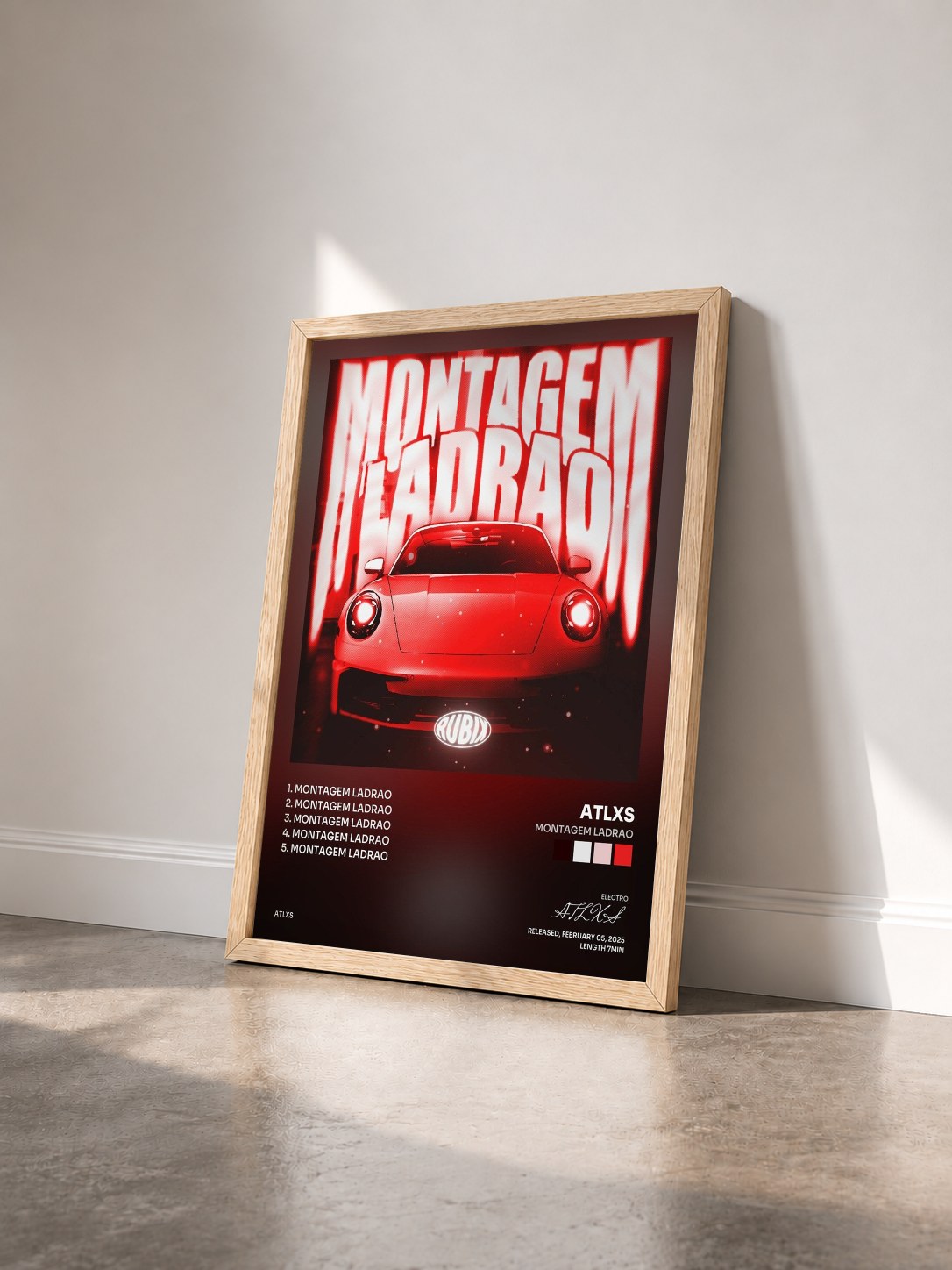 #bois Tableau de l'album MONTAGEM LADRAO de ATLXS vu de trois quarts, cadre en bois brut