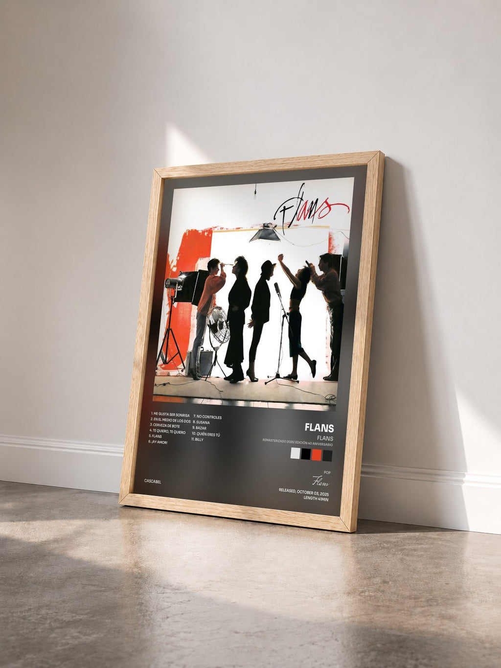 #bois Tableau de l'album Flans (Remasterizado 2025/ Edición 40 Aniversario) de Flans vu de trois quarts, cadre en bois brut