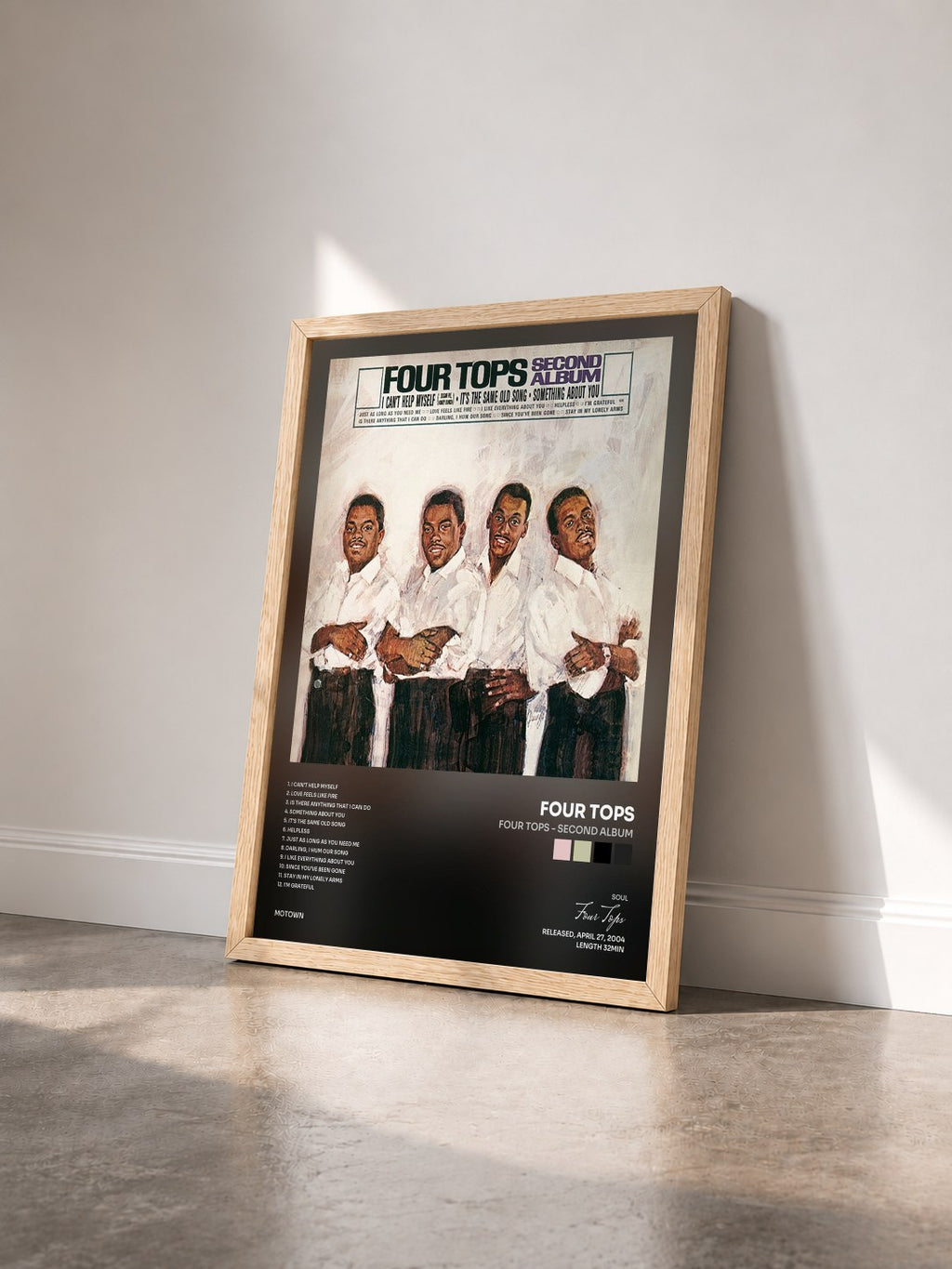 #bois Tableau de l'album Four Tops - Second Album de Four Tops vu de trois quarts, cadre en bois brut