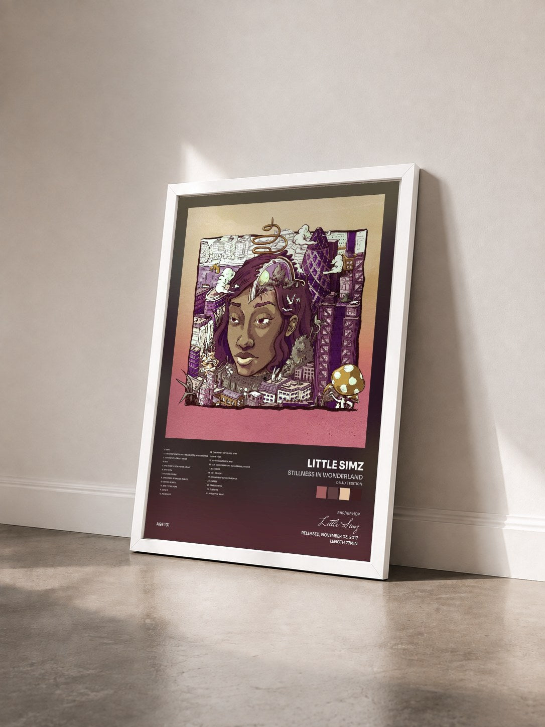 #blanc Tableau de l'album Stillness In Wonderland (Deluxe Edition) de Little Simz vu de trois quarts, cadre blanc