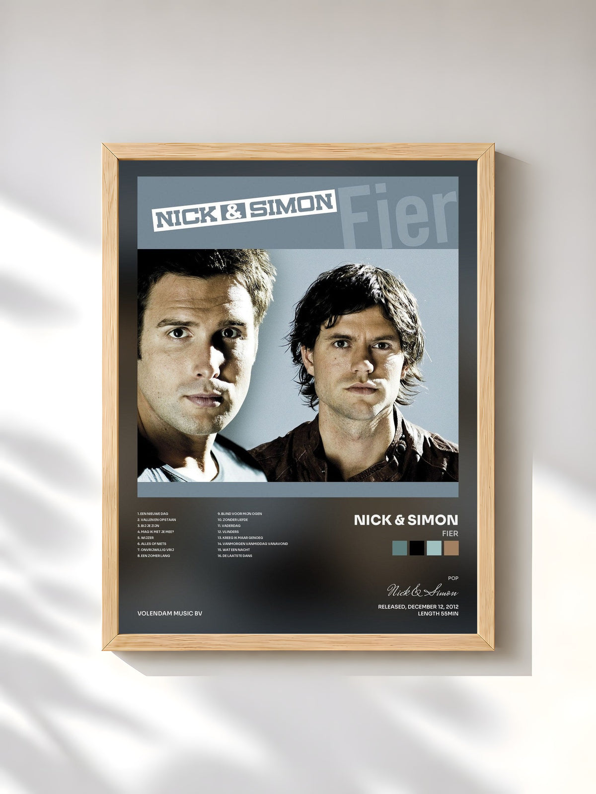 #bois Tableau de l'album Fier de Nick & Simon, cadre en bois brut, imprimé et encadré en France