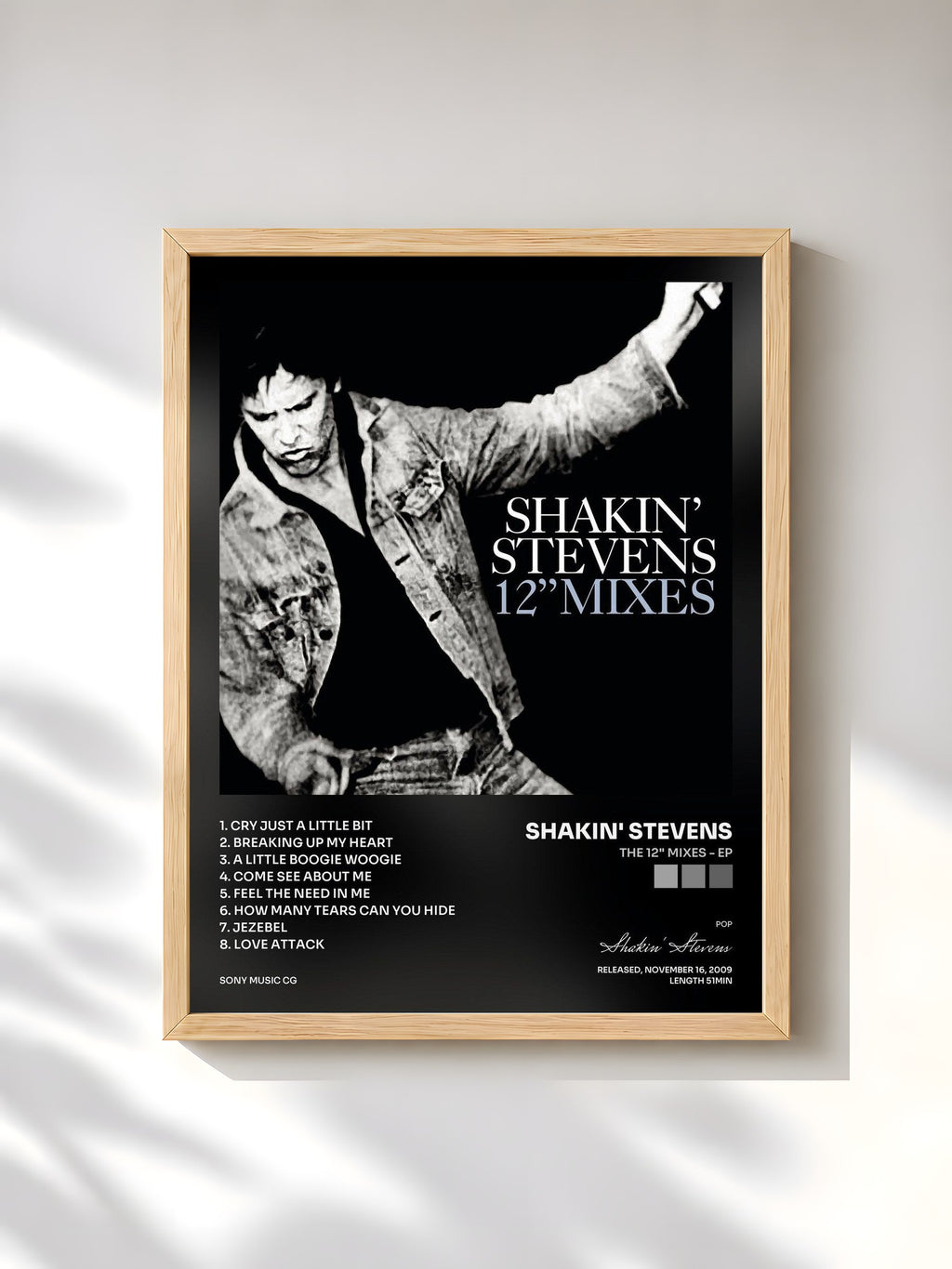 #bois Tableau de l'album The 12" Mixes - EP de Shakin' Stevens, cadre en bois brut, imprimé et encadré en France