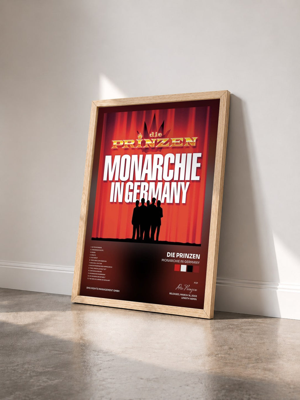 #bois Tableau de l'album Monarchie in Germany de Die Prinzen vu de trois quarts, cadre en bois brut