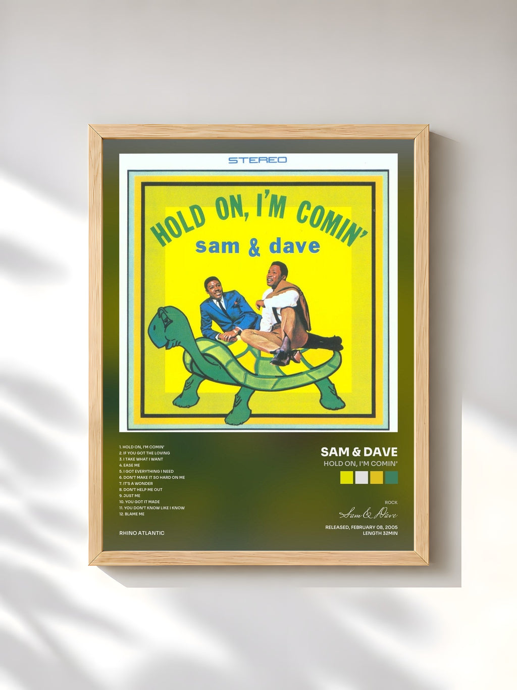 #bois Tableau de l'album Hold On, I'm Comin' de Sam & Dave, cadre en bois brut, imprimé et encadré en France