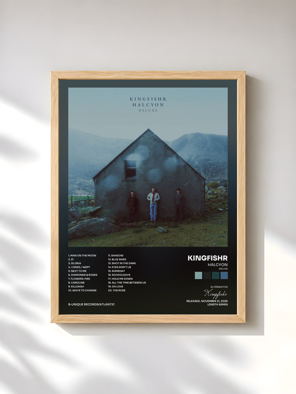#bois Tableau de l'album Halcyon (Deluxe) de Kingfishr, cadre en bois brut, imprimé et encadré en France