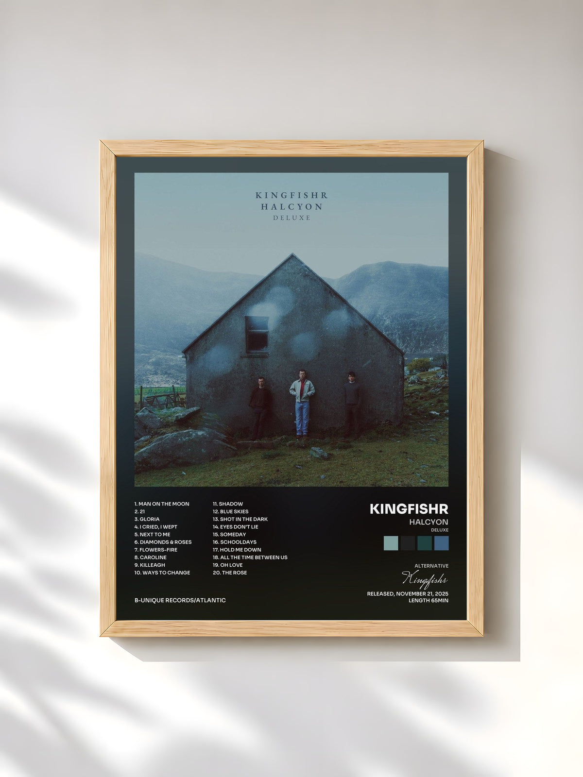#bois Tableau de l'album Halcyon (Deluxe) de Kingfishr, cadre en bois brut, imprimé et encadré en France