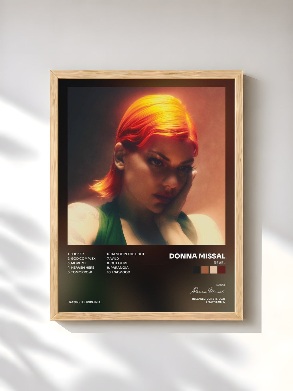 #bois Tableau de l'album Revel de Donna Missal, cadre en bois brut, imprimé et encadré en France