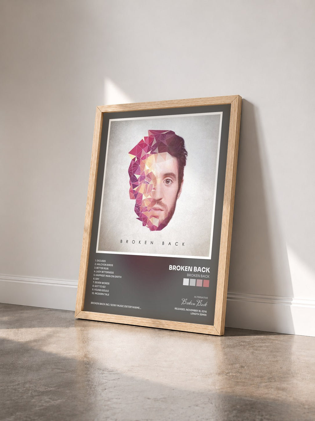 #bois Tableau de l'album Broken Back de Broken Back vu de trois quarts, cadre en bois brut