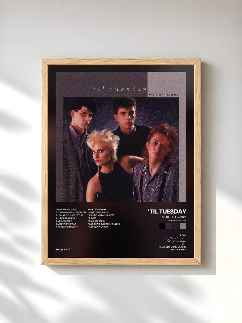 #bois Tableau de l'album Voices Carry (Expanded Edition) de 'Til Tuesday, cadre en bois brut, imprimé et encadré en France