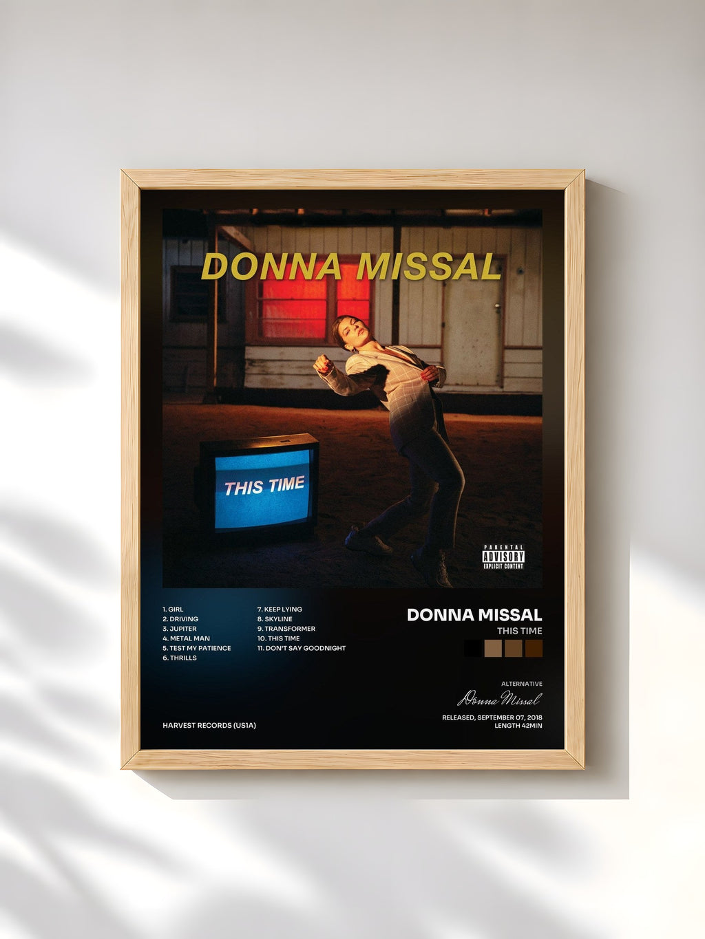 #bois Tableau de l'album This Time de Donna Missal, cadre en bois brut, imprimé et encadré en France