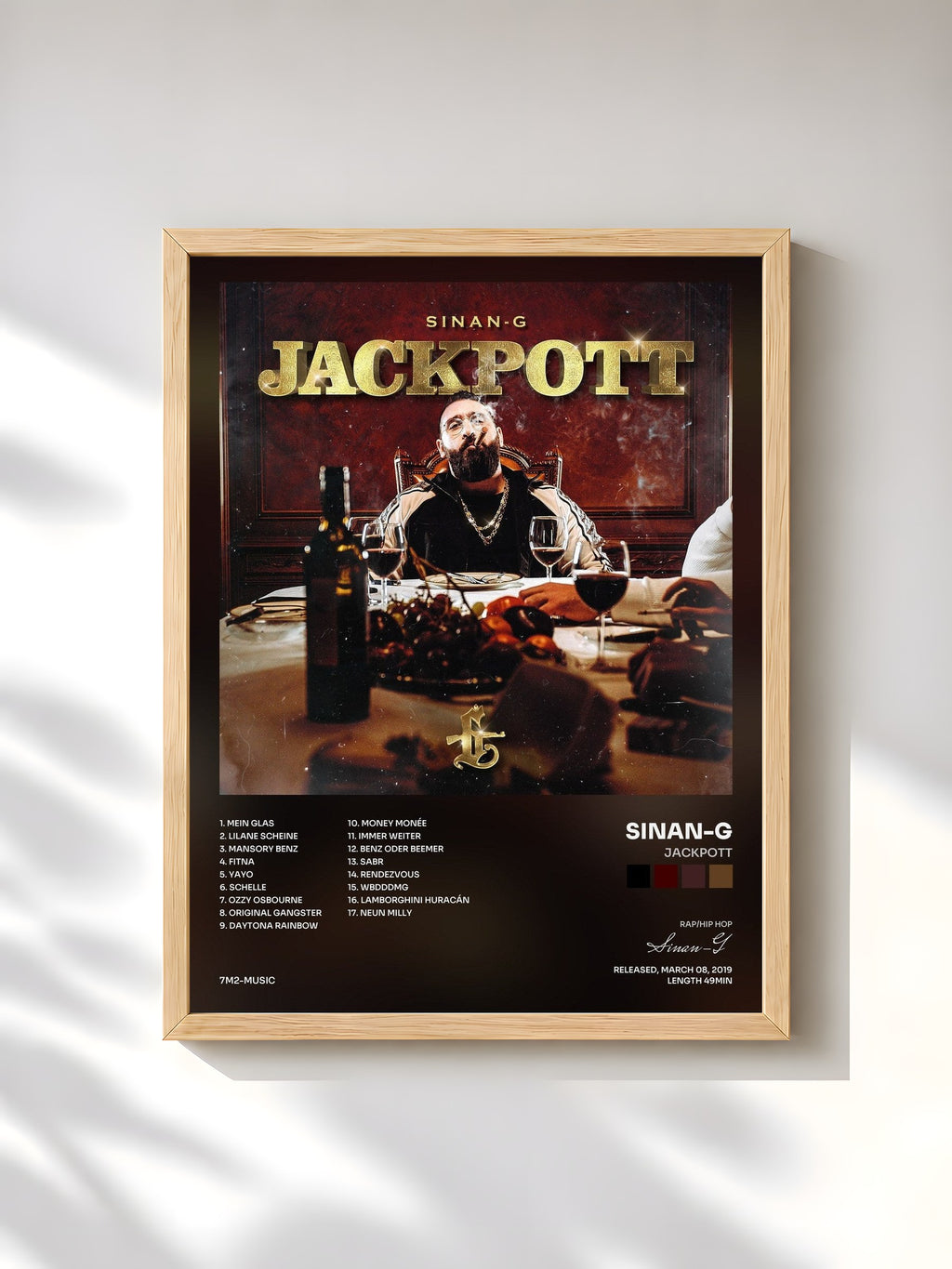 #bois Tableau de l'album Jackpott de Sinan-G, cadre en bois brut, imprimé et encadré en France