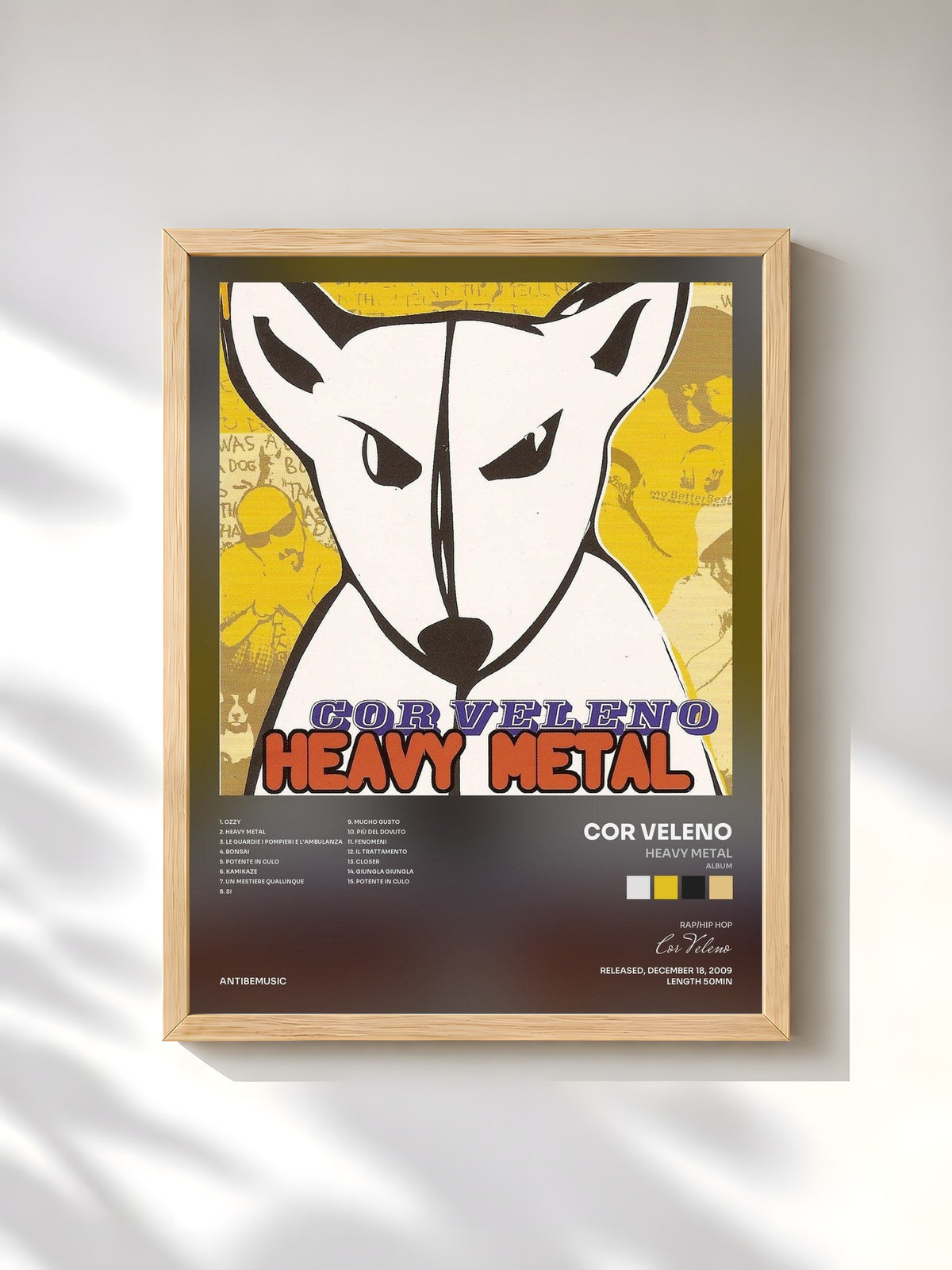 #bois Tableau de l'album Heavy Metal (Album) de Cor Veleno, cadre en bois brut, imprimé et encadré en France