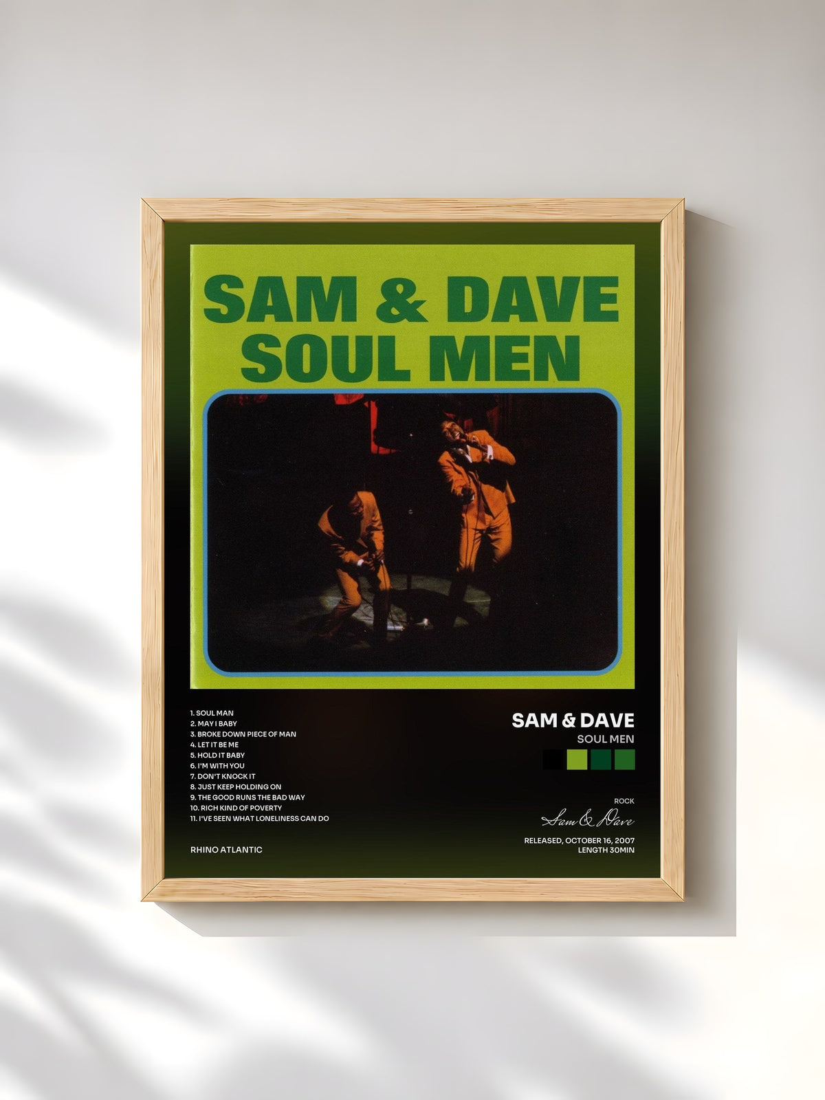 #bois Tableau de l'album Soul Men de Sam & Dave, cadre en bois brut, imprimé et encadré en France