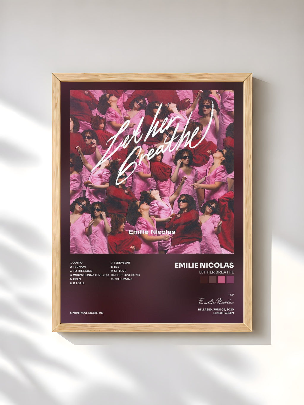 #bois Tableau de l'album Let Her Breathe de Emilie Nicolas, cadre en bois brut, imprimé et encadré en France