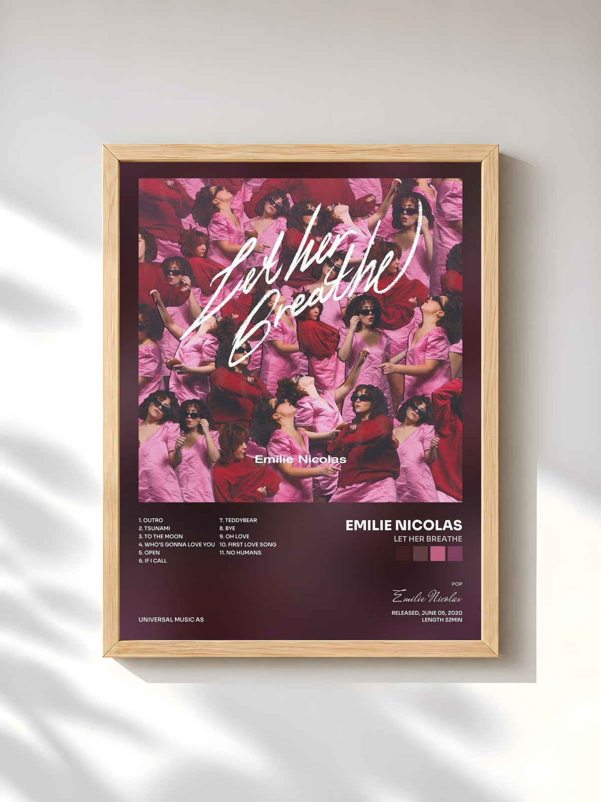 #bois Tableau de l'album Let Her Breathe de Emilie Nicolas, cadre en bois brut, imprimé et encadré en France