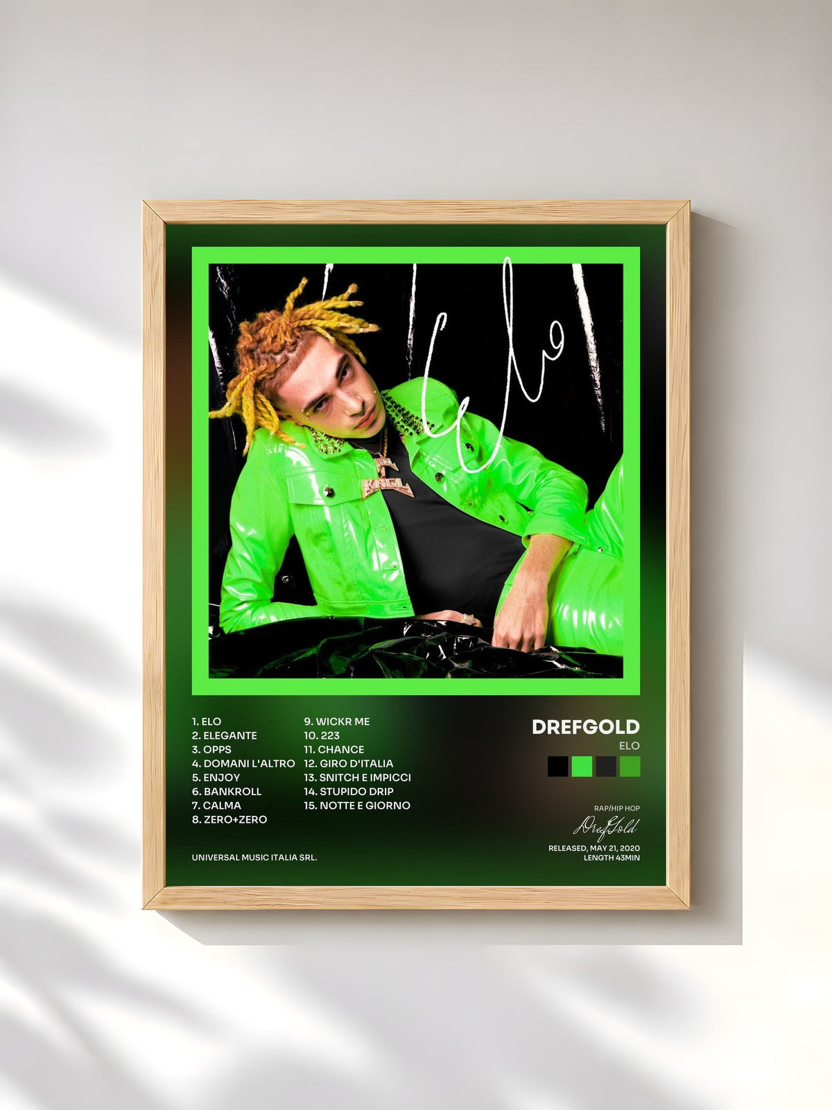 #bois Tableau de l'album ELO de DrefGold, cadre en bois brut, imprimé et encadré en France