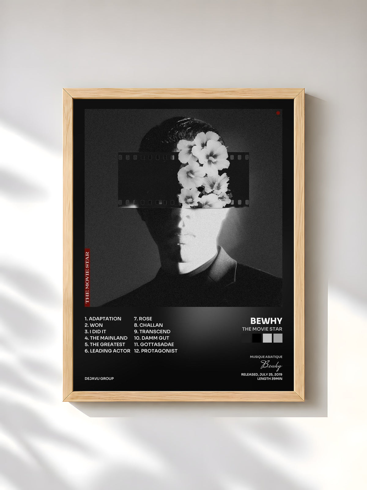 #bois Tableau de l'album The Movie Star de Bewhy, cadre en bois brut, imprimé et encadré en France