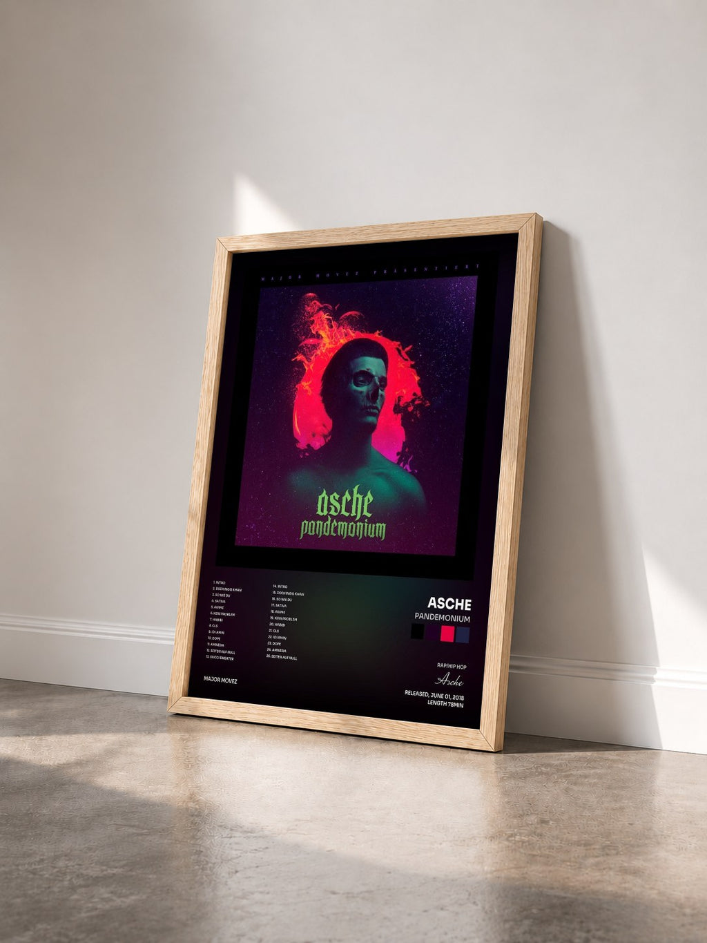 #bois Tableau de l'album Pandemonium de Asche vu de trois quarts, cadre en bois brut