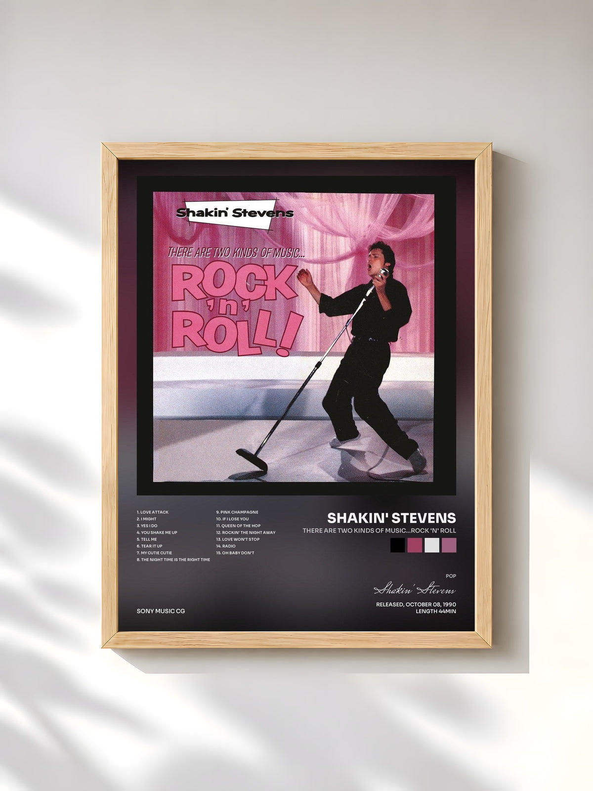 #bois Tableau de l'album There Are Two Kinds Of Music...Rock 'n' Roll de Shakin' Stevens, cadre en bois brut, imprimé et encadré en France