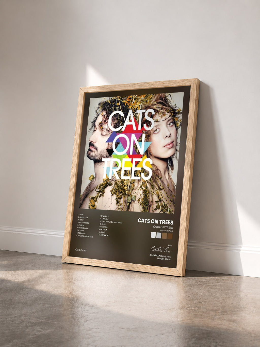 #bois Tableau de l'album Cats On Trees (Deluxe Edition) de Cats On Trees vu de trois quarts, cadre en bois brut