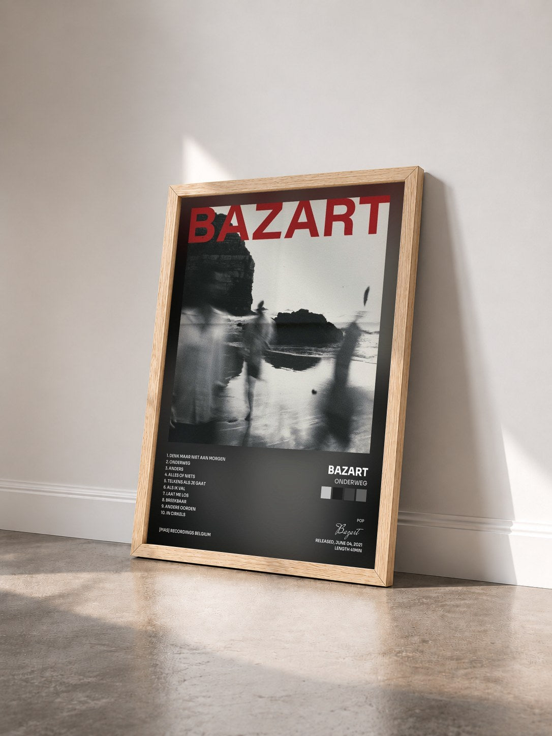 #bois Tableau de l'album Onderweg de Bazart vu de trois quarts, cadre en bois brut