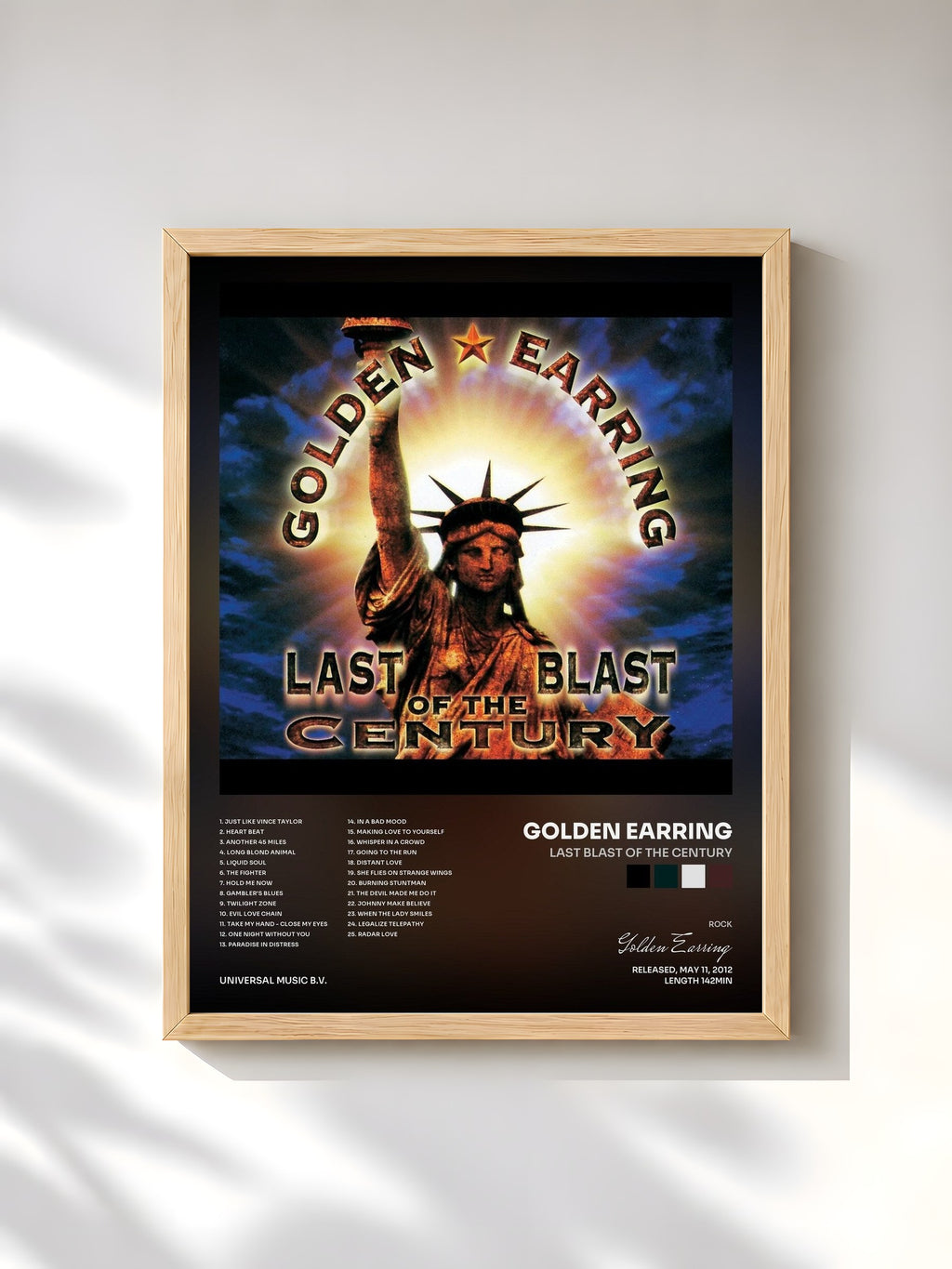 #bois Tableau de l'album Last Blast Of The Century de Golden Earring, cadre en bois brut, imprimé et encadré en France