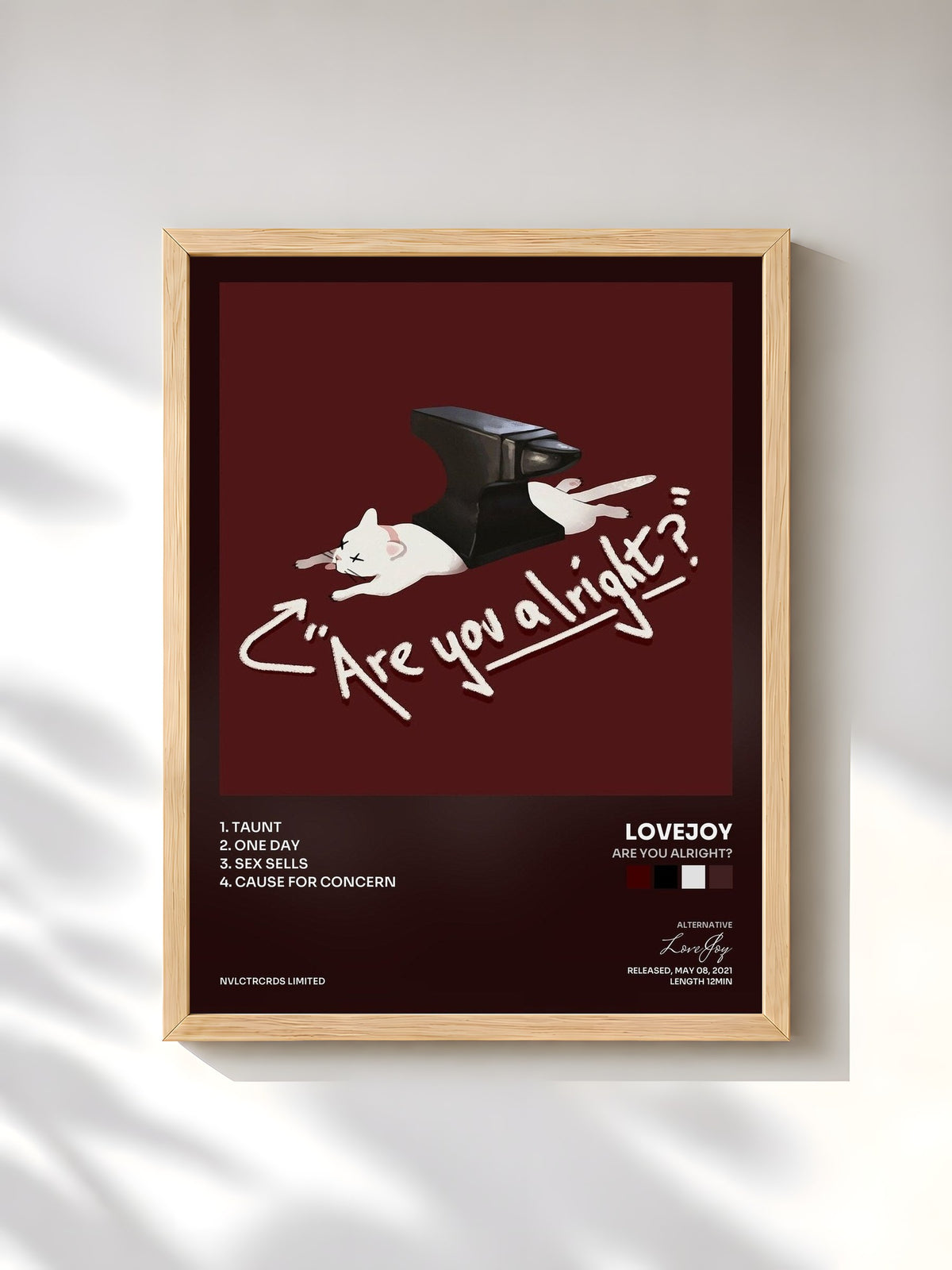 #bois Tableau de l'album Are You Alright? de LoveJoy, cadre en bois brut, imprimé et encadré en France