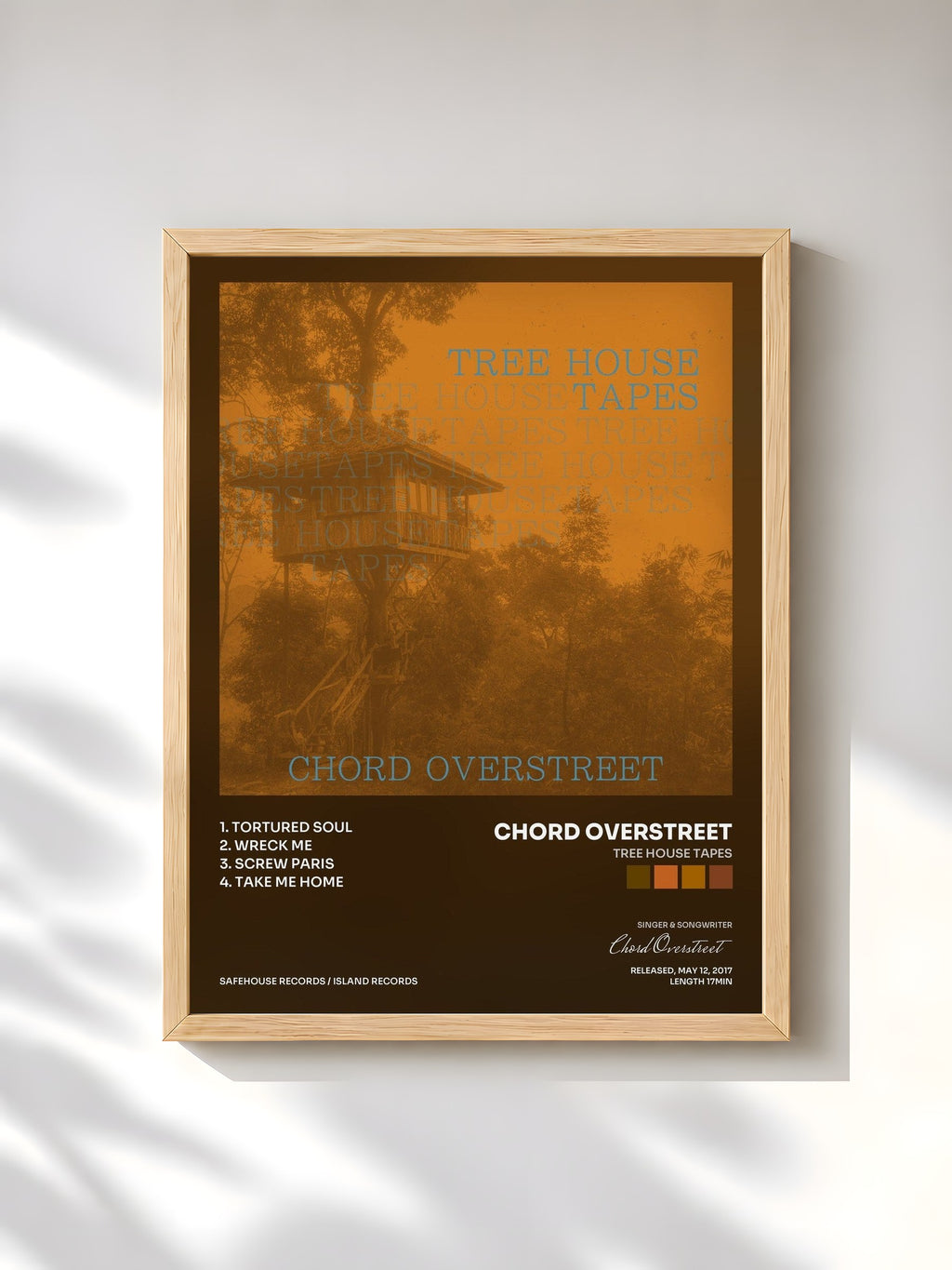 #bois Tableau de l'album Tree House Tapes de Chord Overstreet, cadre en bois brut, imprimé et encadré en France