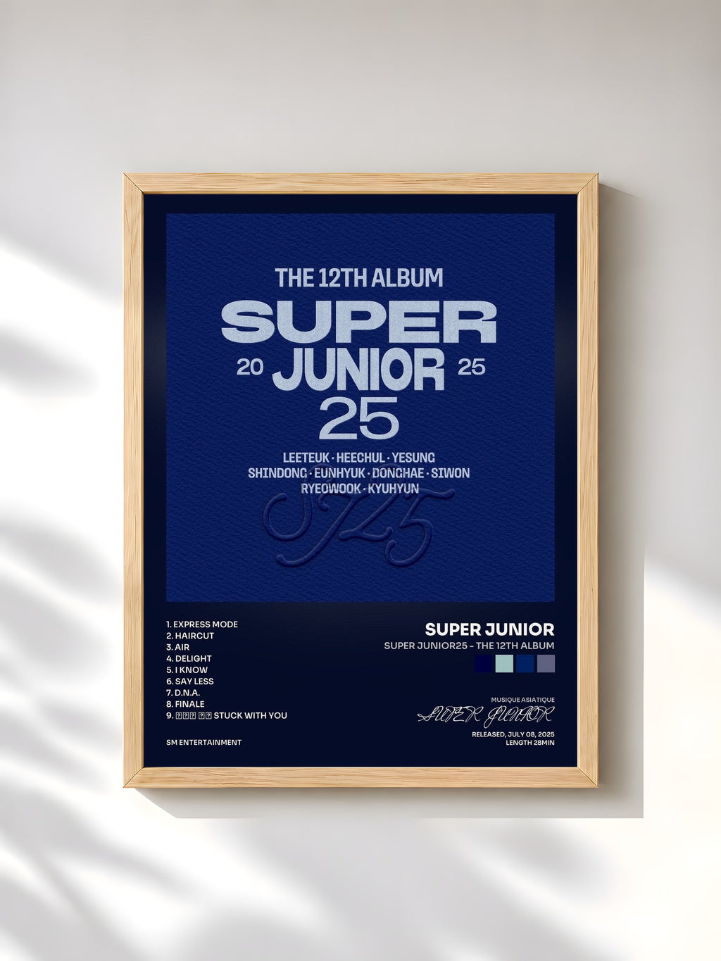 #bois Tableau de l'album Super Junior25 - The 12th Album de SUPER JUNIOR, cadre en bois brut, imprimé et encadré en France
