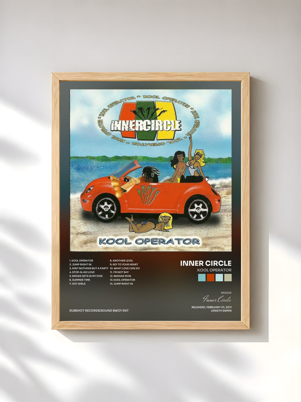#bois Tableau de l'album Kool Operator de Inner Circle, cadre en bois brut, imprimé et encadré en France
