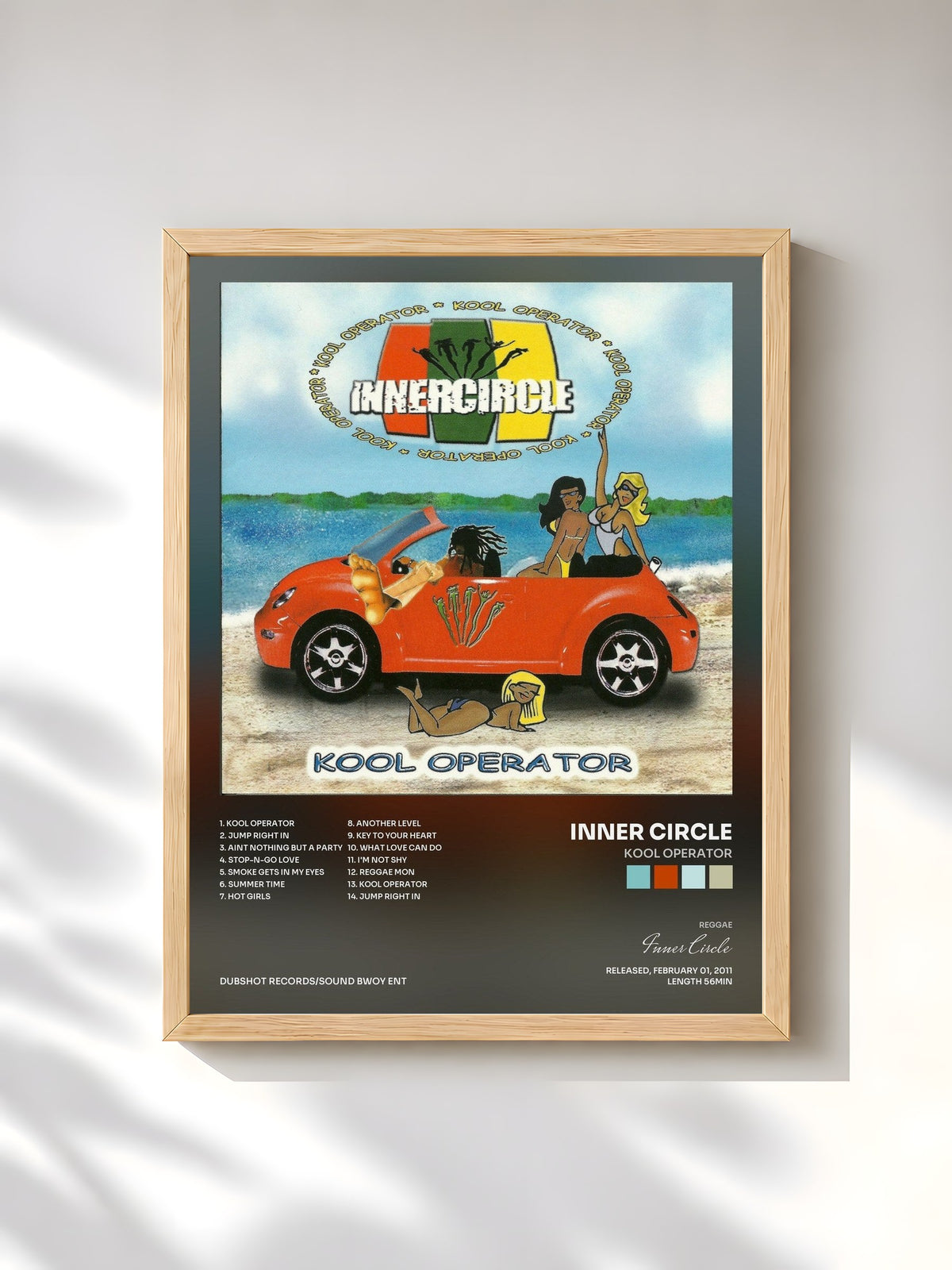 #bois Tableau de l'album Kool Operator de Inner Circle, cadre en bois brut, imprimé et encadré en France