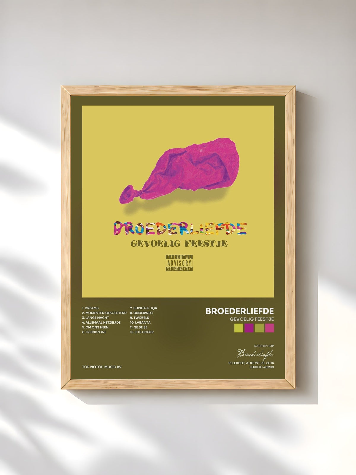 #bois Tableau de l'album Gevoelig Feestje de Broederliefde, cadre en bois brut, imprimé et encadré en France