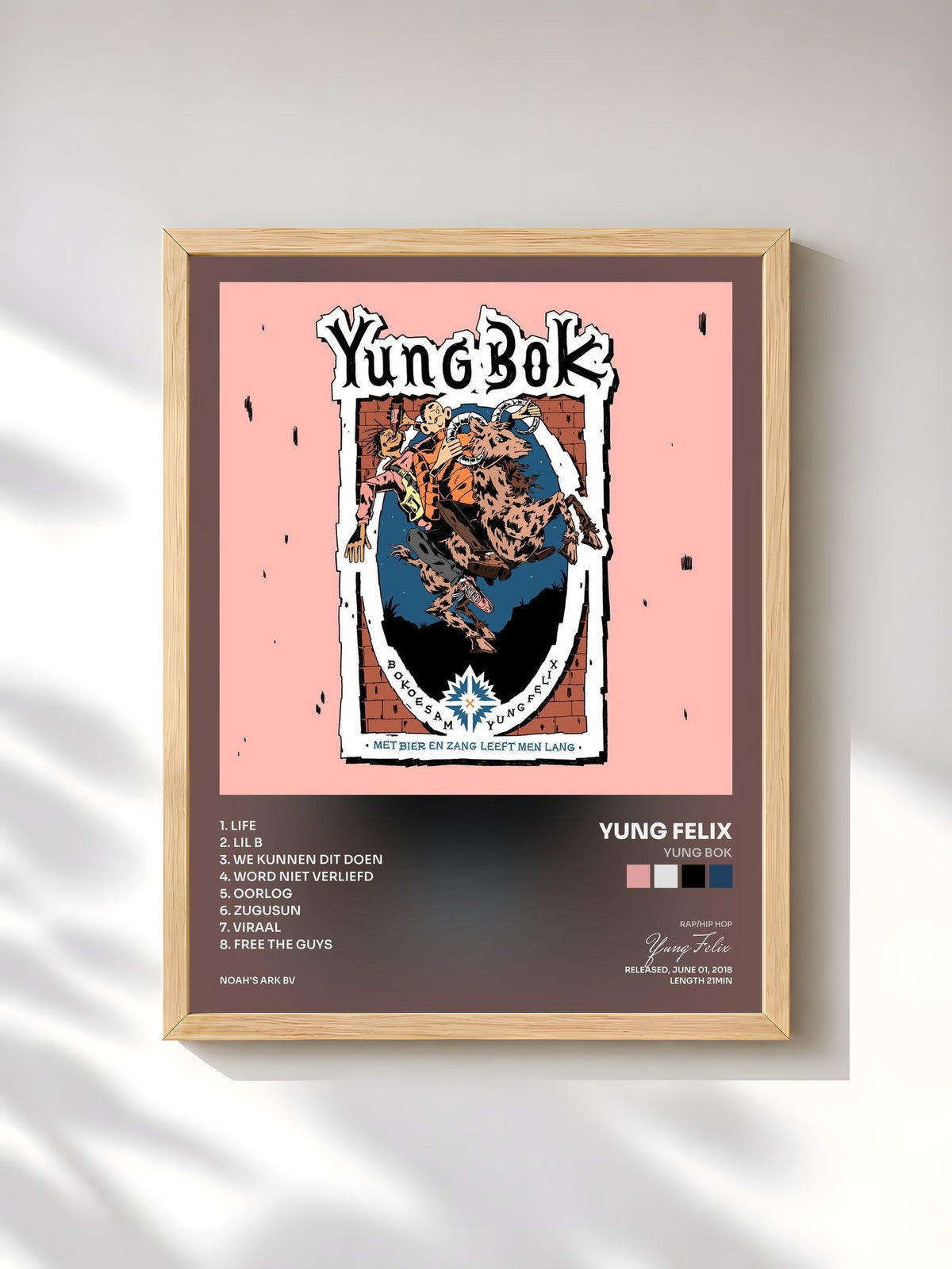 #bois Tableau de l'album Yung Bok de Yung Felix, cadre en bois brut, imprimé et encadré en France