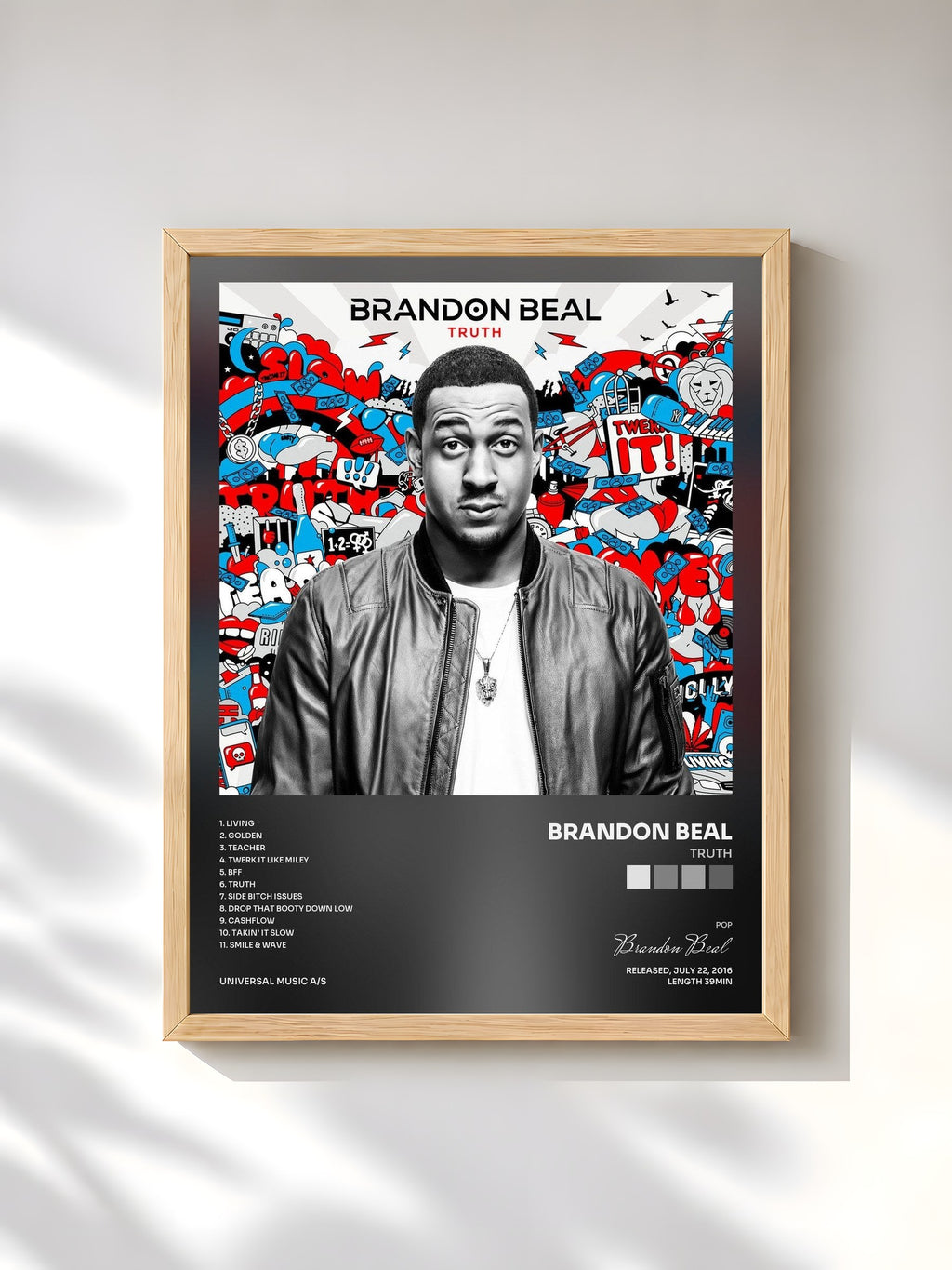 #bois Tableau de l'album Truth de Brandon Beal, cadre en bois brut, imprimé et encadré en France