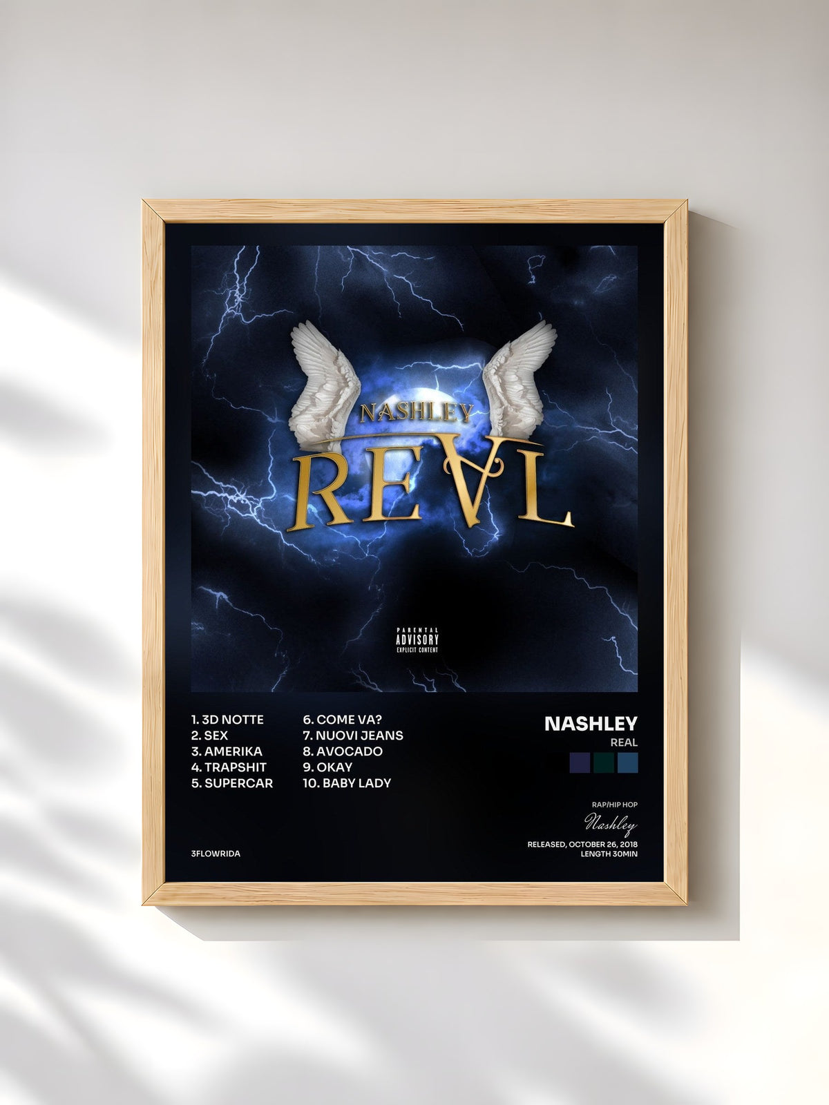 #bois Tableau de l'album Real de Nashley, cadre en bois brut, imprimé et encadré en France