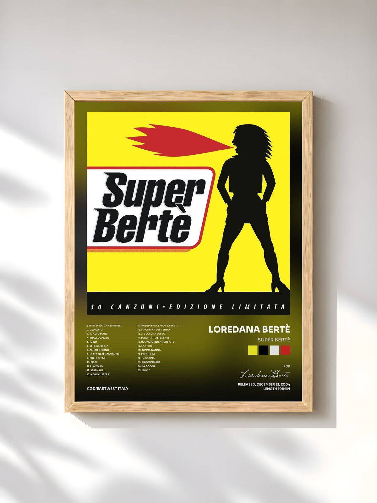 #bois Tableau de l'album Super Bertè de Loredana Bertè, cadre en bois brut, imprimé et encadré en France