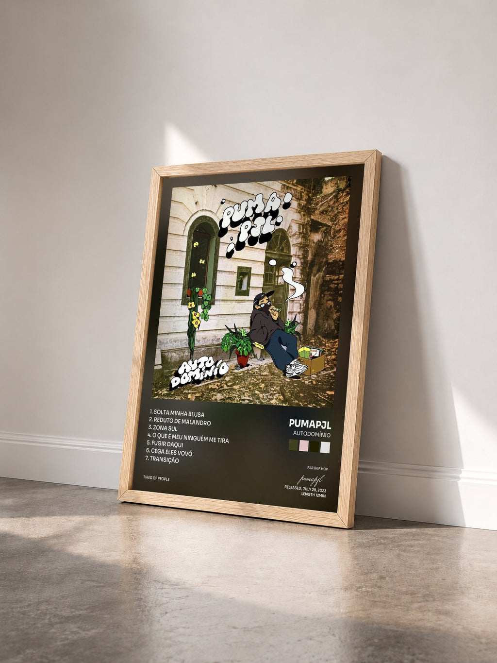 #bois Tableau de l'album Autodomínio de pumapjl vu de trois quarts, cadre en bois brut
