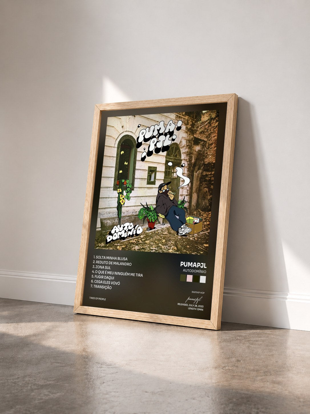 #bois Tableau de l'album Autodomínio de pumapjl vu de trois quarts, cadre en bois brut