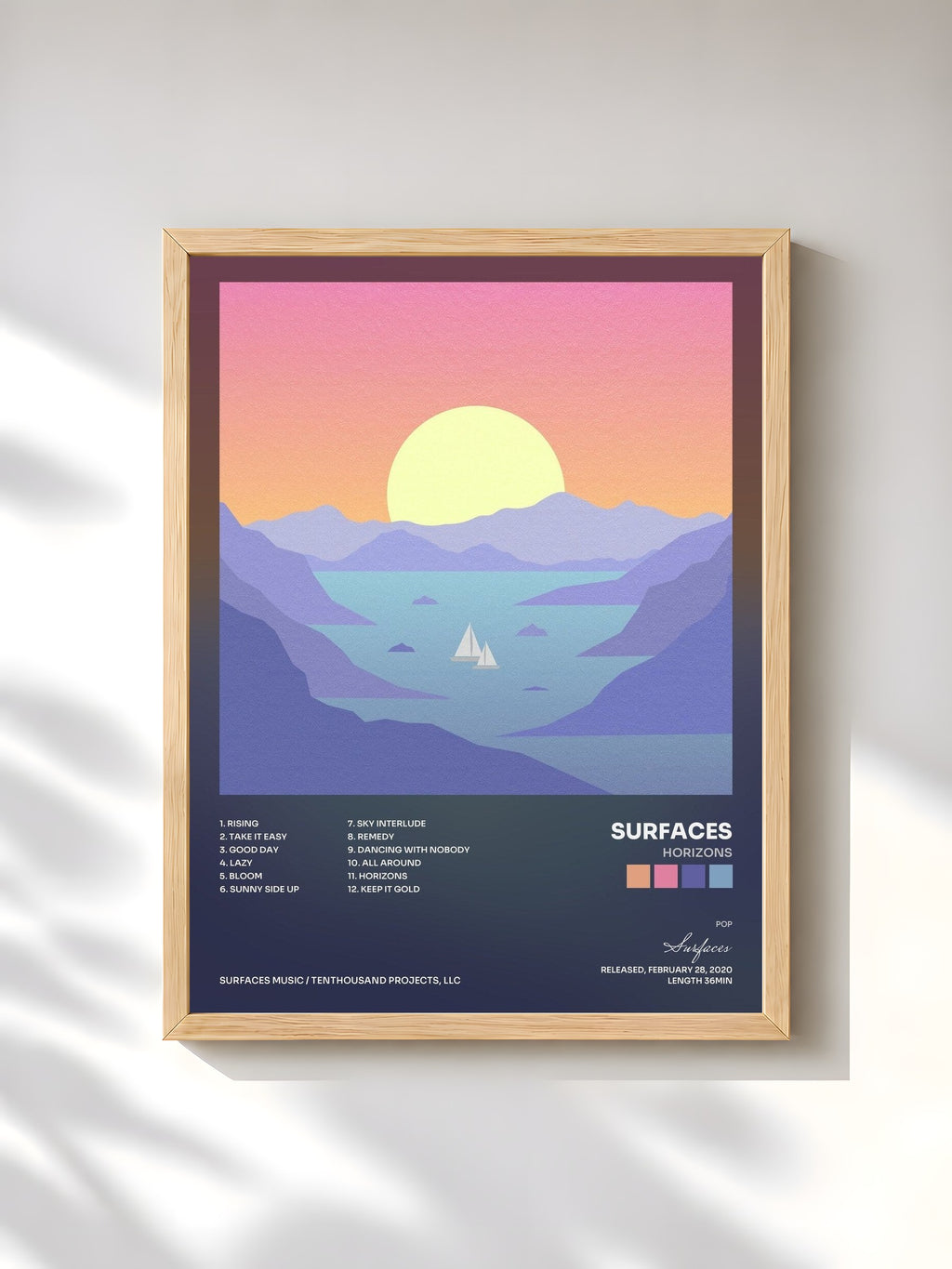 #bois Tableau de l'album Horizons de Surfaces, cadre en bois brut, imprimé et encadré en France