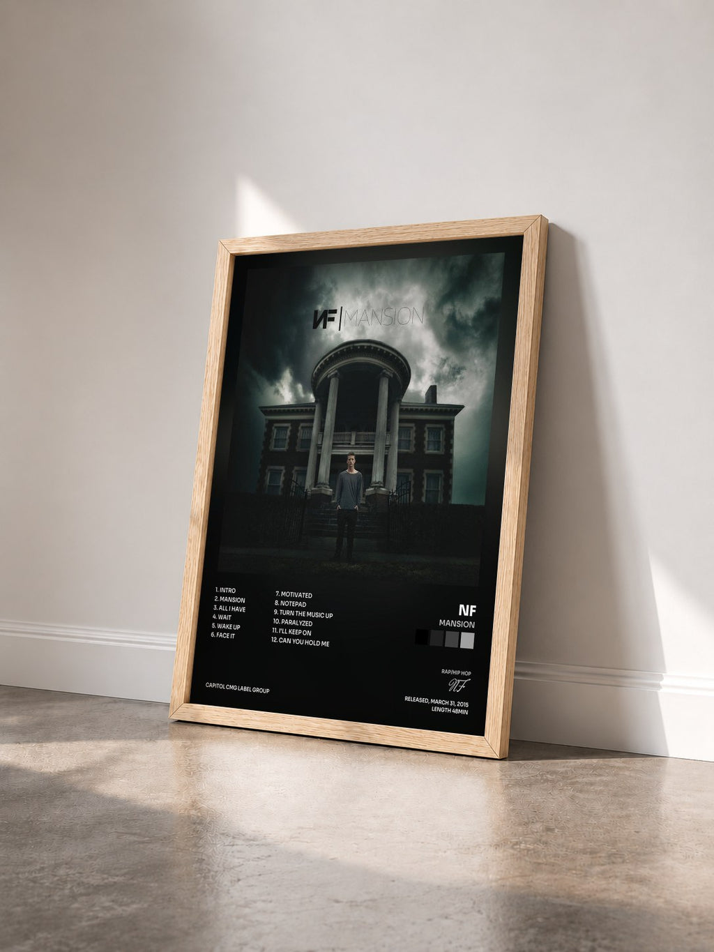 #bois Tableau de l'album Mansion de NF vu de trois quarts, cadre en bois brut