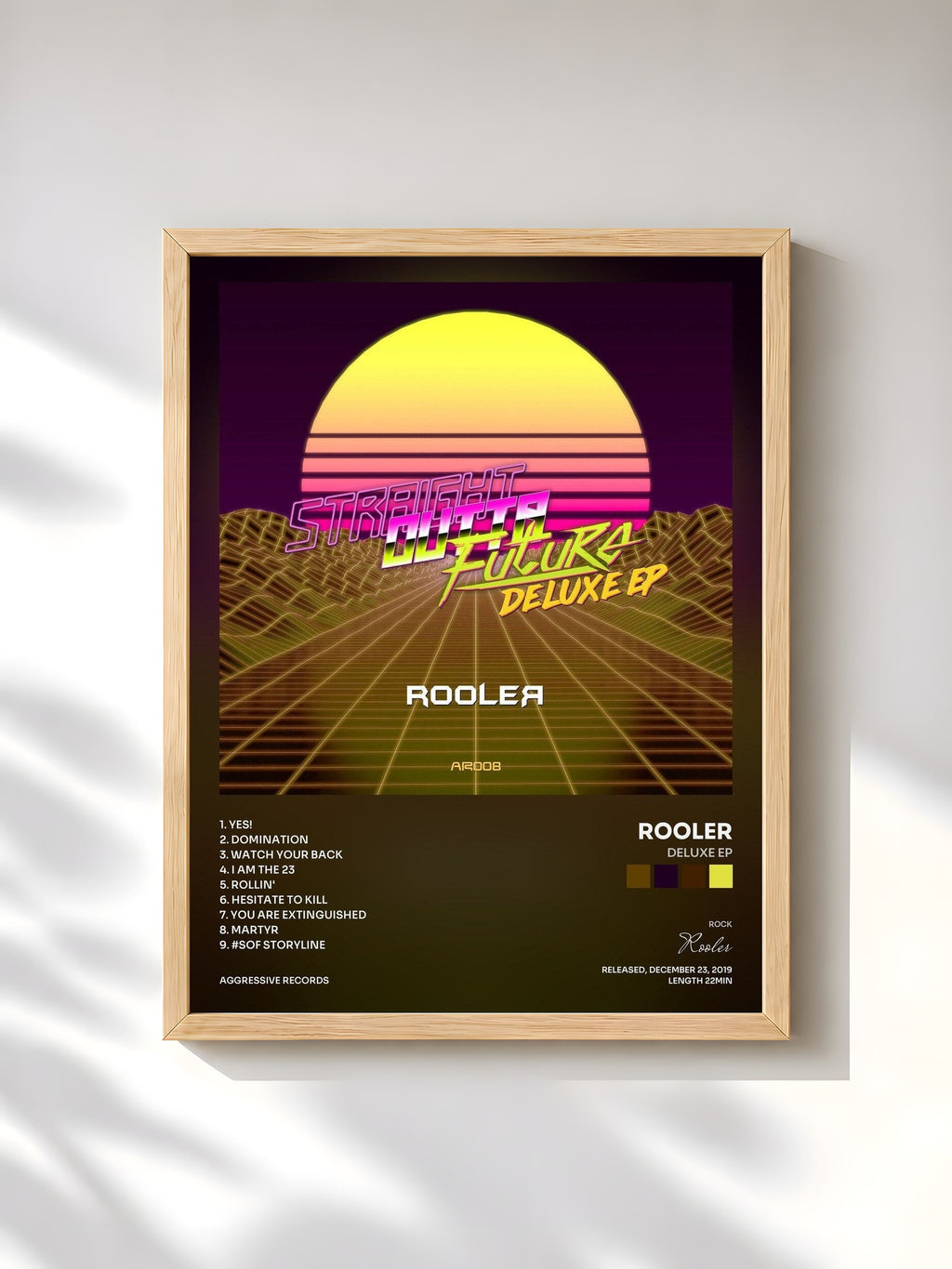 #bois Tableau de l'album Deluxe EP de Rooler, cadre en bois brut, imprimé et encadré en France