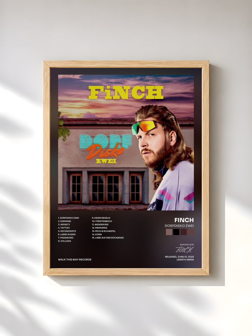 #bois Tableau de l'album DORFDiSKO ZWEi de FiNCH, cadre en bois brut, imprimé et encadré en France