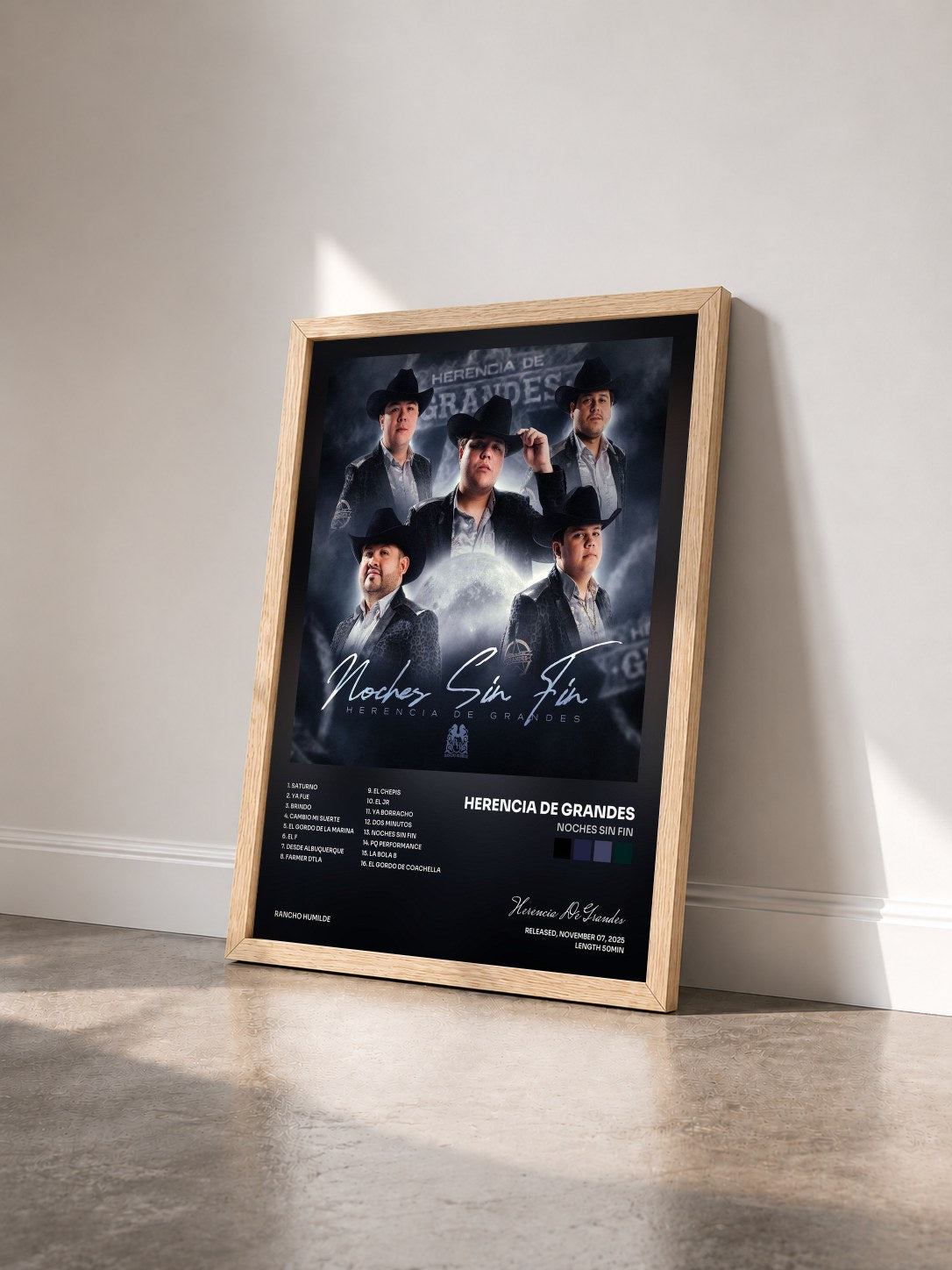 #bois Tableau de l'album Noches Sin Fin de Herencia De Grandes vu de trois quarts, cadre en bois brut