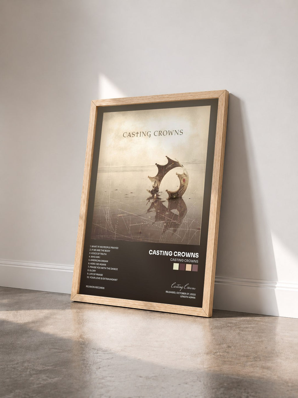 #bois Tableau de l'album Casting Crowns de Casting Crowns vu de trois quarts, cadre en bois brut